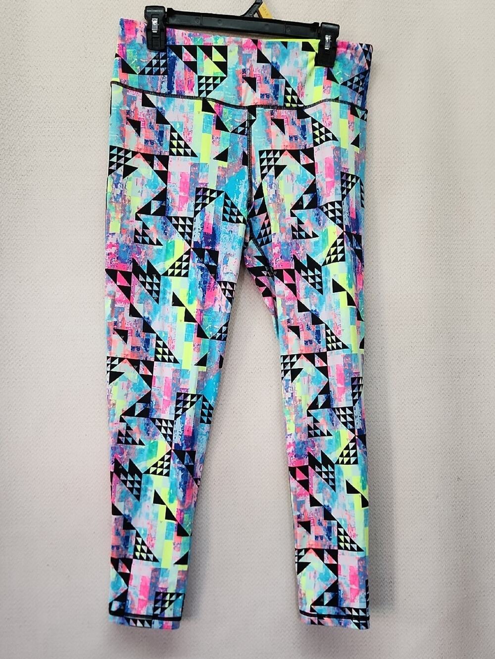 Victoria's Secret Kids Geometric Neon Print Leggings - Pink, Blue, Yellow, Black